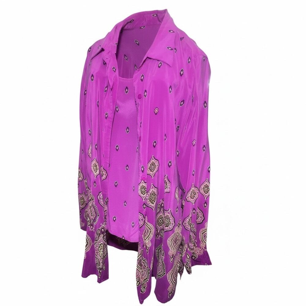 Silk Lore Vintage 100% Silk Tank and Button up Shirt Size 1X
